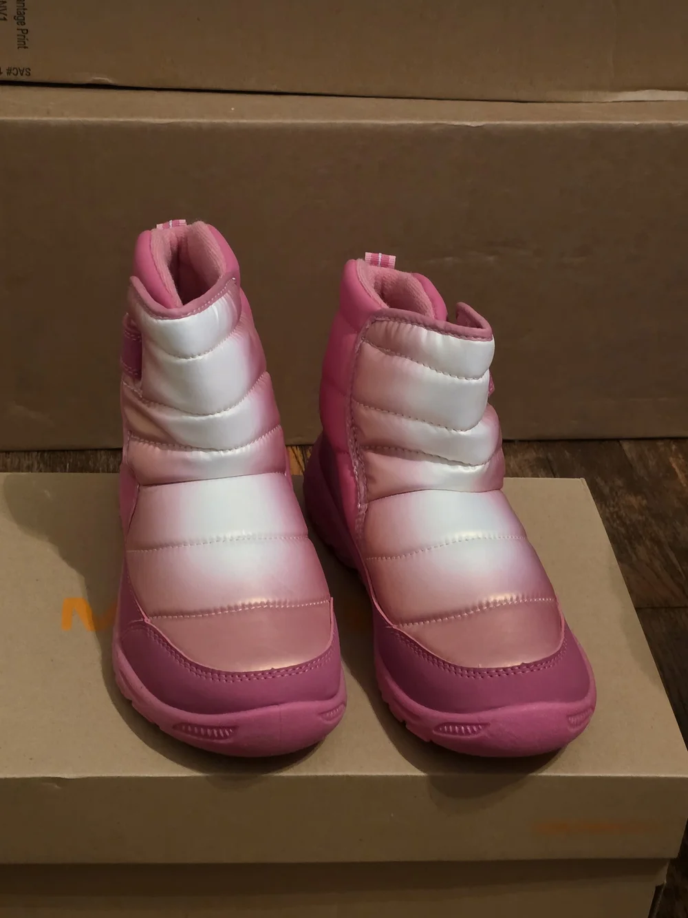 Merrell Kids Pink Ombre Puffer Snow Boots